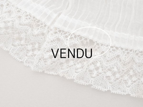 画像5: 【クリスマスセール2023対象外】1900年代 アンティーク ドレスの裾  レース付きプリーツ  1.9m 幅10cm　コットンオーガンジー (5)