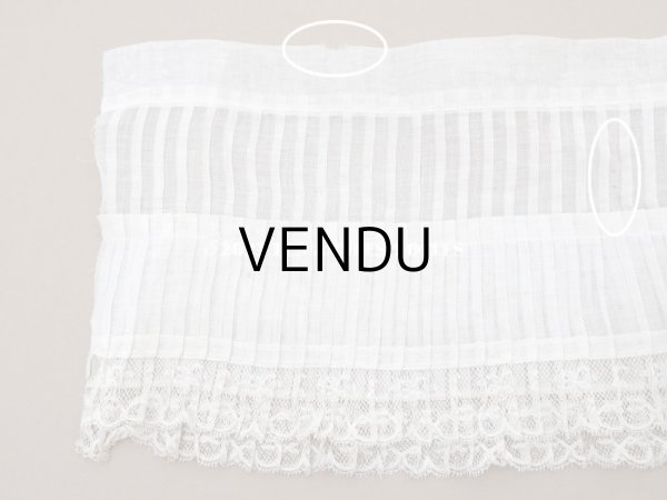 画像7: 【クリスマスセール2023対象外】1900年頃 アンティーク ドレスの裾  幅広　レース付きプリーツ  3.1m 幅21.5cm　コットンオーガンジー (7)