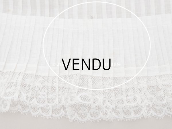 画像12: 【クリスマスセール2023対象外】1900年頃 アンティーク ドレスの裾  幅広　レース付きプリーツ  3.1m 幅21.5cm　コットンオーガンジー (12)