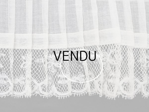 画像10: 【クリスマスセール2023対象外】1900年頃 アンティーク ドレスの裾  幅広　レース付きプリーツ  3.1m 幅21.5cm　コットンオーガンジー (10)