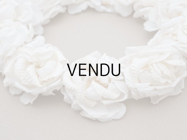 画像6: アンティーク シルクサテン 薔薇の布花のティアラ 花冠  エクリュ&オフホワイト (6)