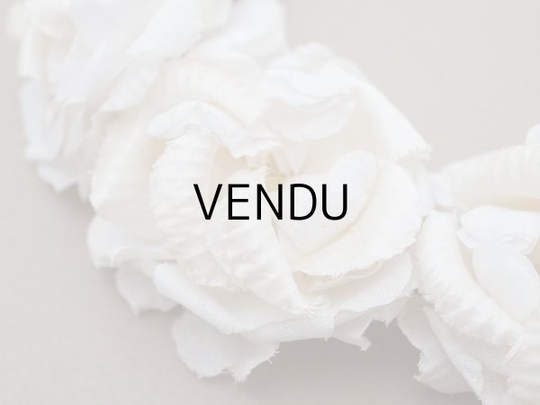 画像7: アンティーク シルクサテン 薔薇の布花のティアラ 花冠  エクリュ&オフホワイト (7)