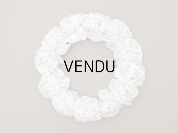 画像3: アンティーク シルクサテン 薔薇の布花のティアラ 花冠  エクリュ&オフホワイト (3)