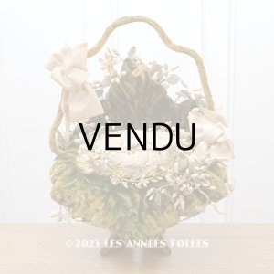 画像: 19世紀末 アンティーク グローブ・ド・マリエのクッション付きパニエ スモーキーピンクのリボン