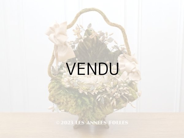 画像1: 19世紀末 アンティーク グローブ・ド・マリエのクッション付きパニエ スモーキーピンクのリボン (1)