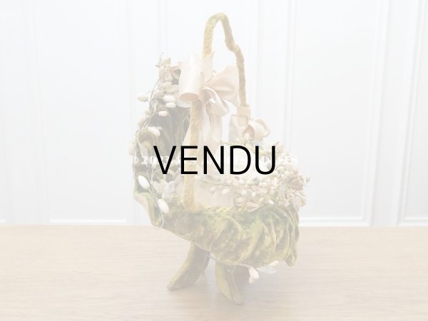 画像5: 19世紀末 アンティーク グローブ・ド・マリエのクッション付きパニエ スモーキーピンクのリボン (5)