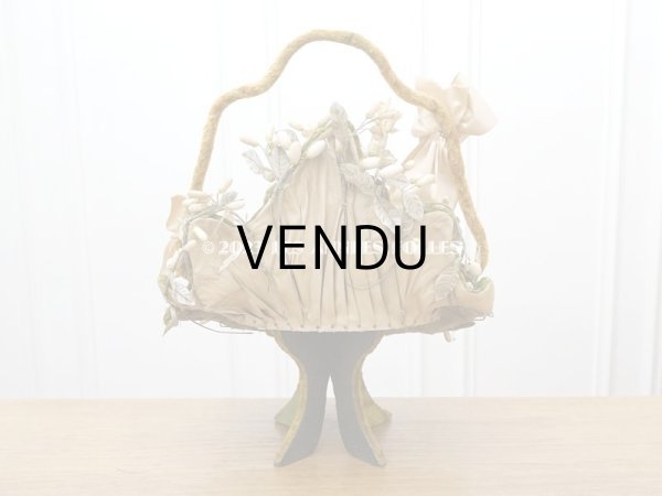 画像3: 19世紀末 アンティーク グローブ・ド・マリエのクッション付きパニエ スモーキーピンクのリボン (3)