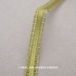 画像: アンティーク シルク製リボン 7mm幅 オリーブグリーン 透かし模様