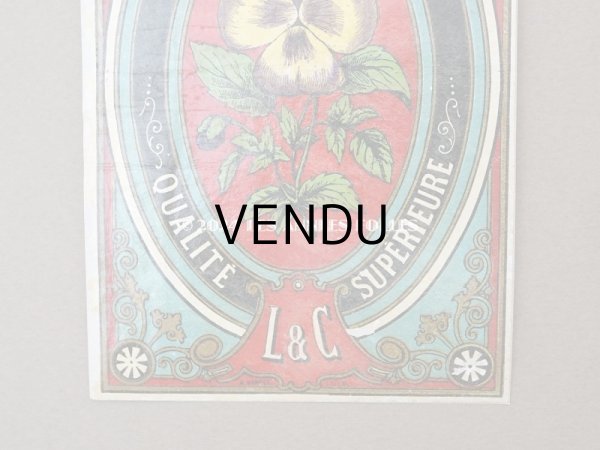 画像3: 19世紀 アンティーク 糸箱のラベル パンジー FIL A LA PENSEE L&C (3)