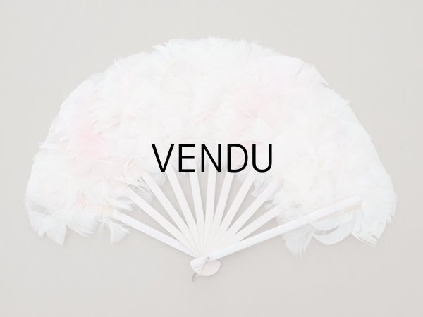 画像7: 1900年頃 アンティーク ファン パウダーピンクのフェザー  (7)