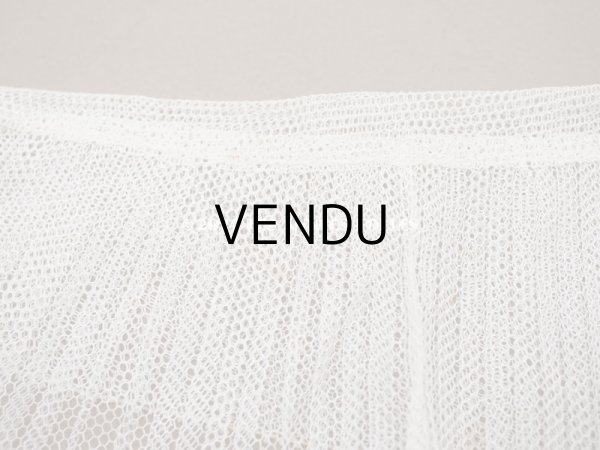 画像6: アンティーク 幅広 チュールレースのプリーツリボン ライン入り　オフホワイト 13.5cm幅 72cm  (6)