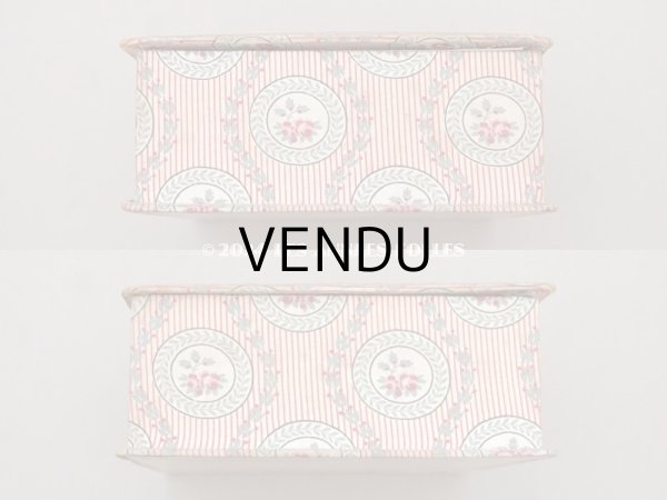 画像8: 1900年頃 アンティーク 薔薇模様&ストライプ　カルトナージュボックス  (8)