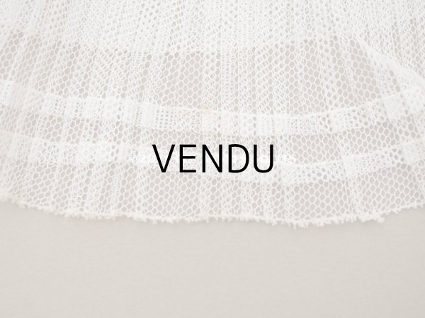 画像8: アンティーク 幅広 チュールレースのプリーツリボン ライン入り　オフホワイト 13.5cm幅 72cm  (8)