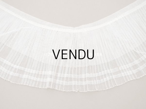 画像3: アンティーク 幅広 チュールレースのプリーツリボン ライン入り　オフホワイト 13.5cm幅 72cm  (3)