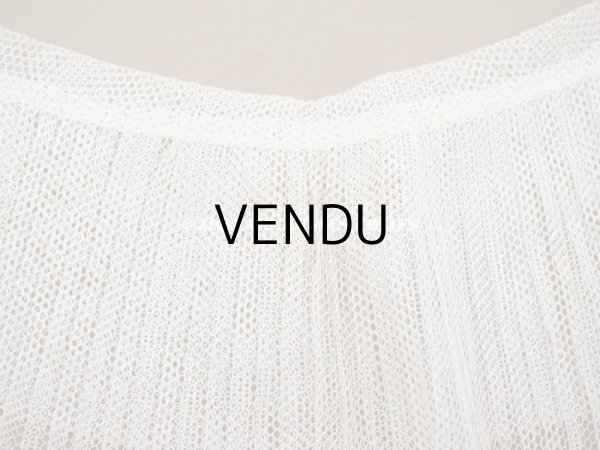 画像7: アンティーク 幅広 チュールレースのプリーツリボン ライン入り　オフホワイト 13.5cm幅 72cm  (7)