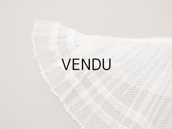 画像5: アンティーク 幅広 チュールレースのプリーツリボン ライン入り　オフホワイト 13.5cm幅 72cm  (5)