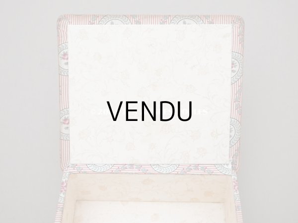 画像10: 1900年頃 アンティーク 薔薇模様&ストライプ　カルトナージュボックス  (10)