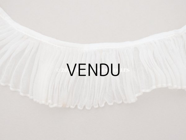 画像6: アンティーク オーガンジーのプリーツリボン オフホワイト 77cm 4.7cm幅   (6)