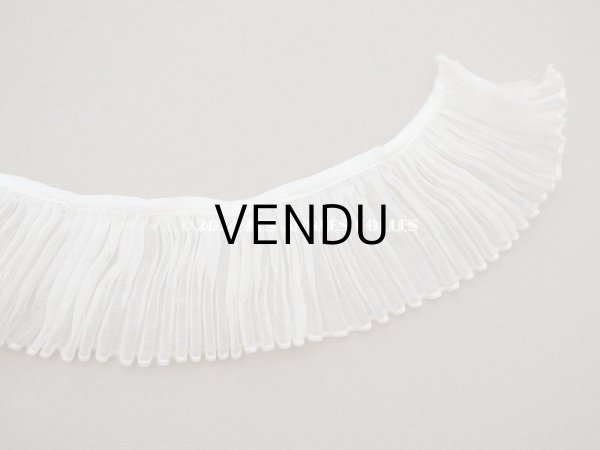 画像7: アンティーク オーガンジーのプリーツリボン オフホワイト 77cm 4.7cm幅   (7)