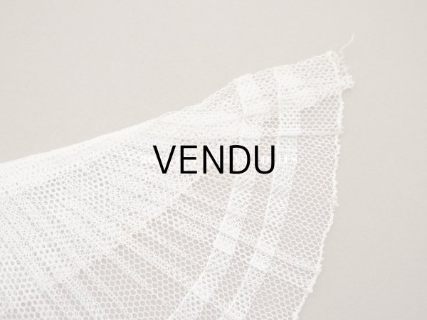 画像9: アンティーク 幅広 チュールレースのプリーツリボン ライン入り　オフホワイト 13.5cm幅 72cm  (9)