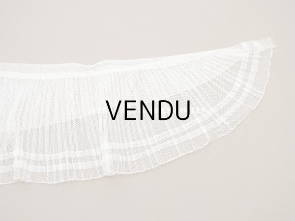 画像4: アンティーク 幅広 チュールレースのプリーツリボン ライン入り　オフホワイト 13.5cm幅 72cm  (4)