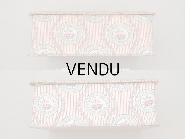 画像7: 1900年頃 アンティーク 薔薇模様&ストライプ　カルトナージュボックス  (7)