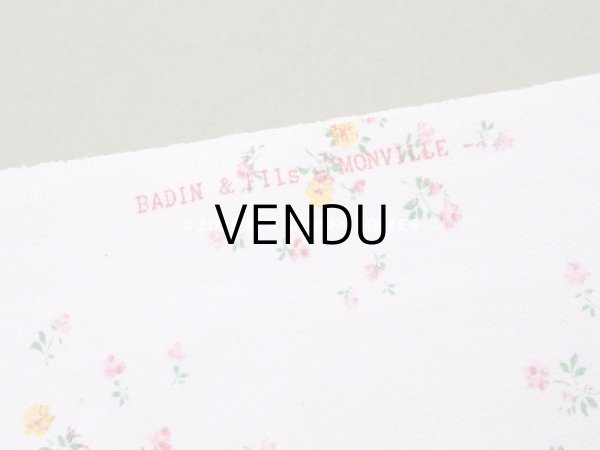 画像6: アンティーク  小花柄 コットン製ファブリック ベビーピンク　- BADIN & FILS - (6)