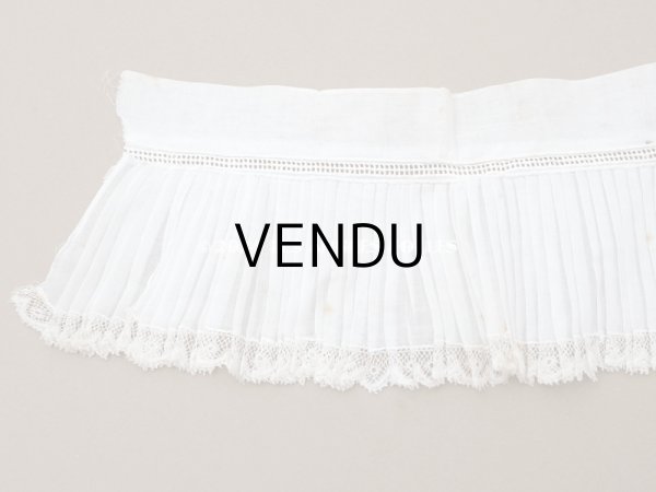 画像13: アンティーク  幅広 レース付き　プリーツリボン コットンオーガンジー オフホワイト 10.5cm幅 (13)