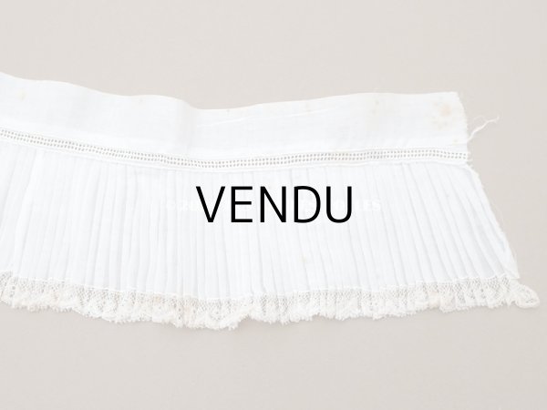 画像7: アンティーク  幅広 レース付き　プリーツリボン コットンオーガンジー オフホワイト 10.5cm幅 (7)