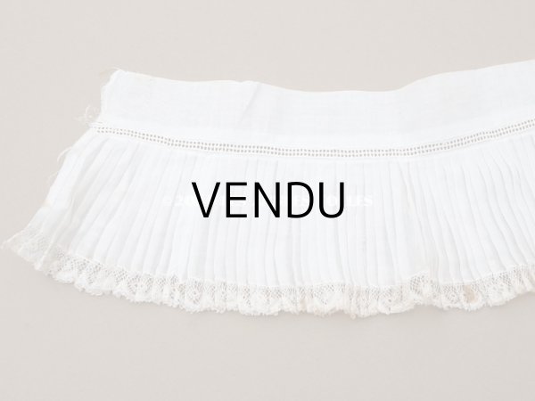 画像9: アンティーク  幅広 レース付き　プリーツリボン コットンオーガンジー オフホワイト 10.5cm幅 (9)