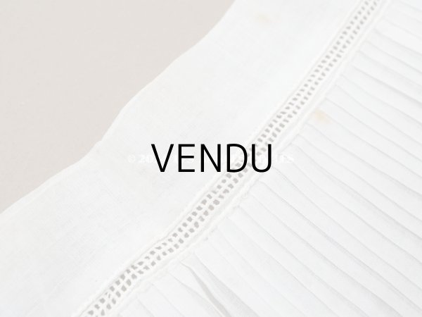 画像3: アンティーク  幅広 レース付き　プリーツリボン コットンオーガンジー オフホワイト 10.5cm幅 (3)