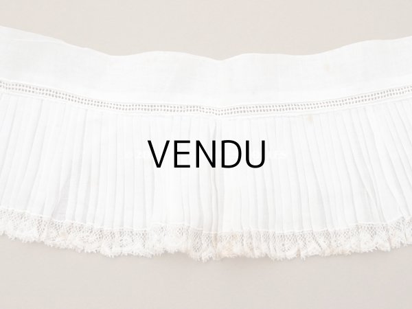 画像6: アンティーク  幅広 レース付き　プリーツリボン コットンオーガンジー オフホワイト 10.5cm幅 (6)