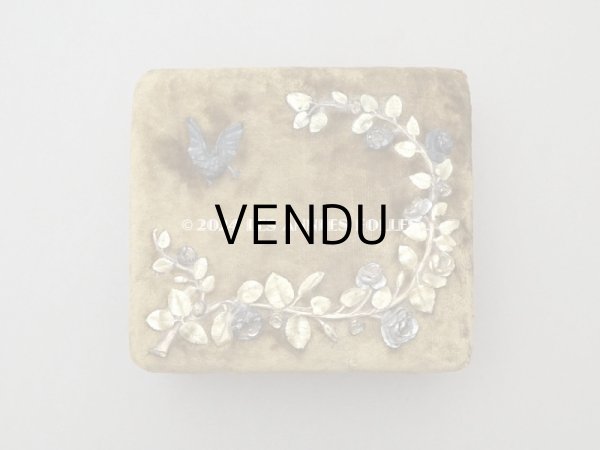 画像3: 19世紀末 アンティーク 裁縫箱&ジュエリーボックス　カーキ ベルベット＆シルククッション (3)