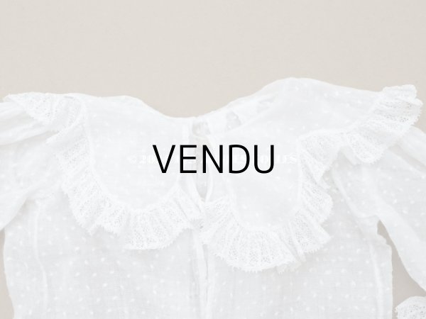 画像8: 1900年頃 アンティーク ドール用ドレス　ドット刺繍のコットンファブリック (8)