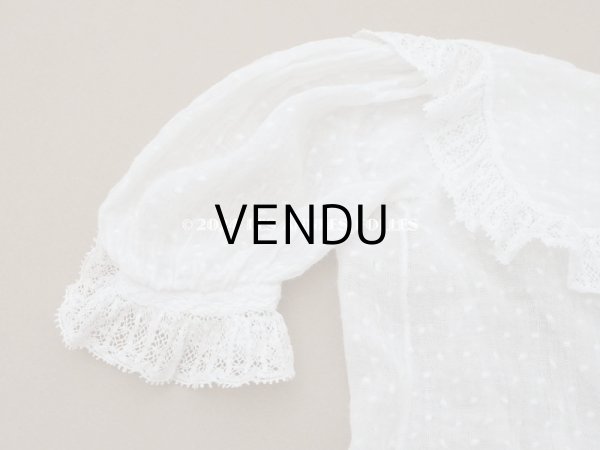 画像9: 1900年頃 アンティーク ドール用ドレス　ドット刺繍のコットンファブリック (9)