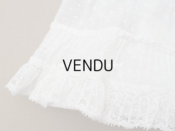 画像7: 1900年頃 アンティーク ドール用ドレス　ドット刺繍のコットンファブリック (7)