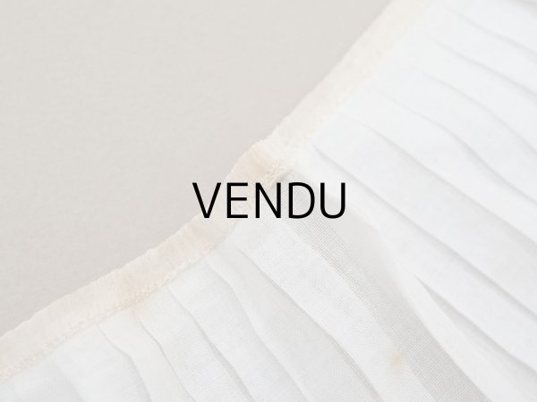 画像5: アンティーク  幅広　プリーツリボン コットンオーガンジー オフホワイト 39cm 約12.5cm幅 (5)