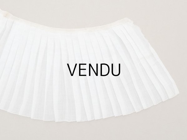 画像6: アンティーク  幅広　プリーツリボン コットンオーガンジー オフホワイト 39cm 約12.5cm幅 (6)