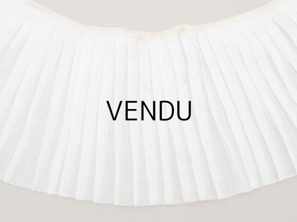 画像4: アンティーク  幅広　プリーツリボン コットンオーガンジー オフホワイト 39cm 約12.5cm幅 (4)