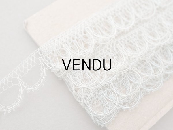 画像3: 1900年頃 アンティーク シルク製 スカラップレース パーダーブルー＆エクリュ (3)