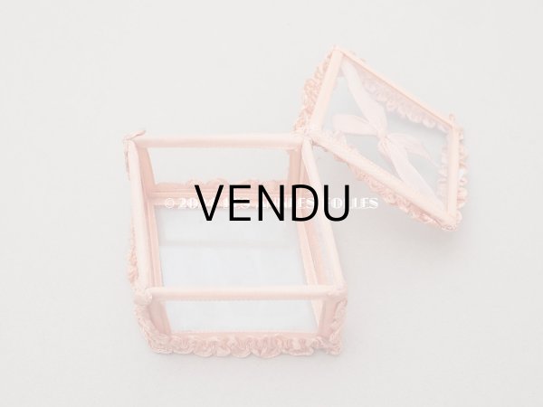 画像5: アンティーク リボンワークのジュエリーボックス サーモンピンク (5)