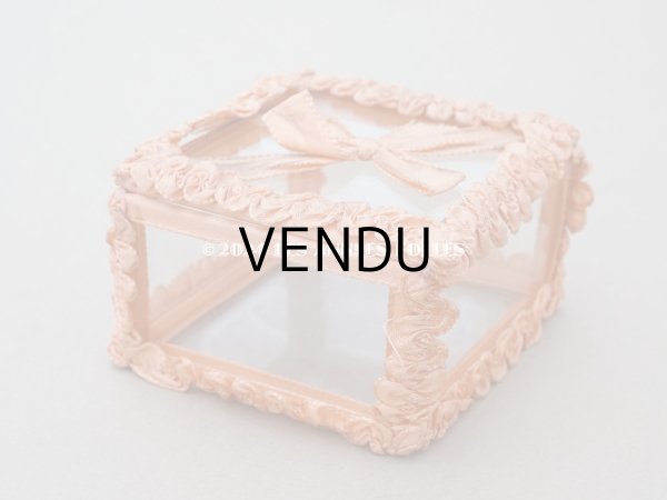 画像6: アンティーク リボンワークのジュエリーボックス サーモンピンク (6)