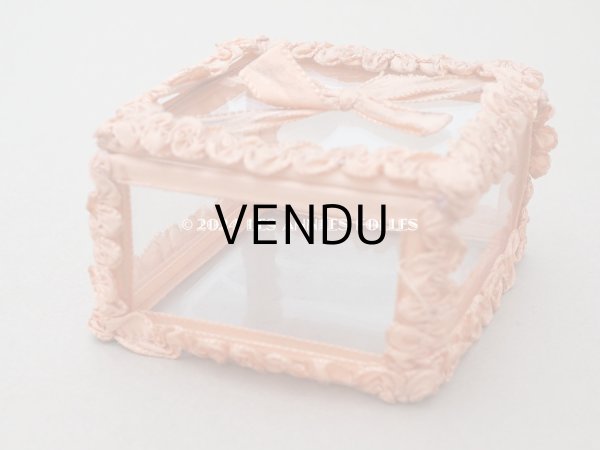 画像8: アンティーク リボンワークのジュエリーボックス サーモンピンク (8)