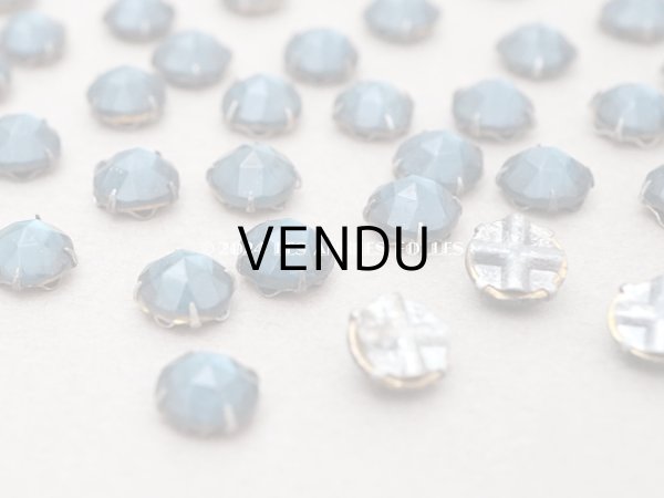 画像5: 1900年頃 アンティーク 台座付 ラインストーン 60ピース 8mm ブルー (5)