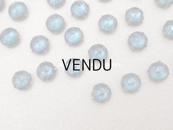 画像3: 1900年頃 アンティーク 台座付 ラインストーン 60ピース 8mm ブルー (3)