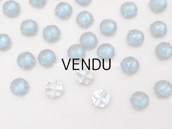 画像4: 1900年頃 アンティーク 台座付 ラインストーン 60ピース 8mm ブルー (4)