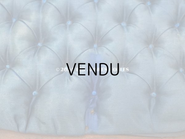 画像10: 19世紀 アンティーク ブルーのシルククッション付き 黒い木製の台座 (10)