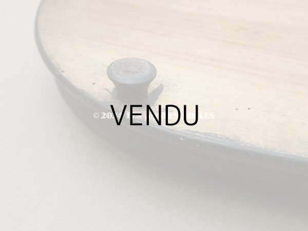 画像5: 19世紀 アンティーク ブルーのシルククッション付き 黒い木製の台座 (5)