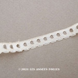 画像: 1900年頃 アンティーク リボン通し スカラップレース エクリュ　9mm
