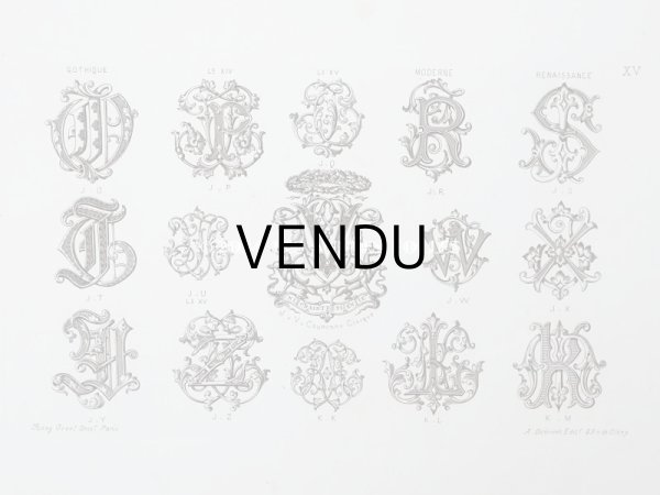 画像2: 19世紀 アンティーク 版画 ダブルモノグラム イニシャル (2)